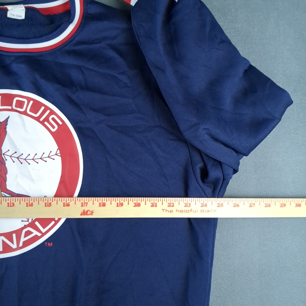 St. Louis Cardinals Pullover Mens XL Blue MLB Crewneck Sweatshirt Striped Trim - Picture 4 of 11